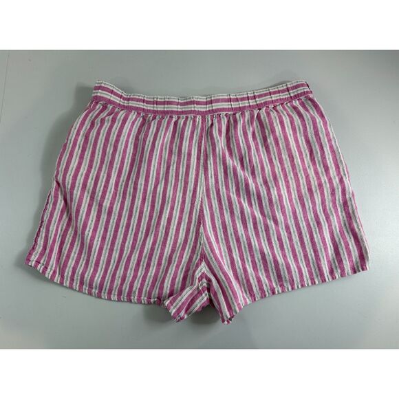 Universal Thread Linen Blend Pull On Short Pink White Stripe Women's L Large - Picture 1 of 11